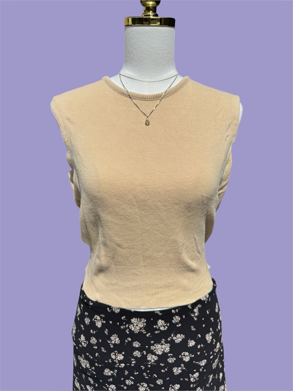 Vintage Express Cotton Crop Tank Keyhole Back Cottagecore Grannycore Sweater